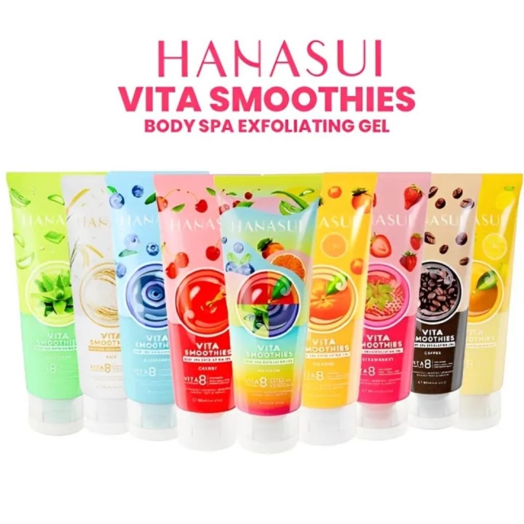 SERENA - HANASUI BODY SPA 180ML || EXFOLIATING GEL CHERRY/COFFE/LEMON/RICE/ALOEVERA/STRAWBERY/ORANGE