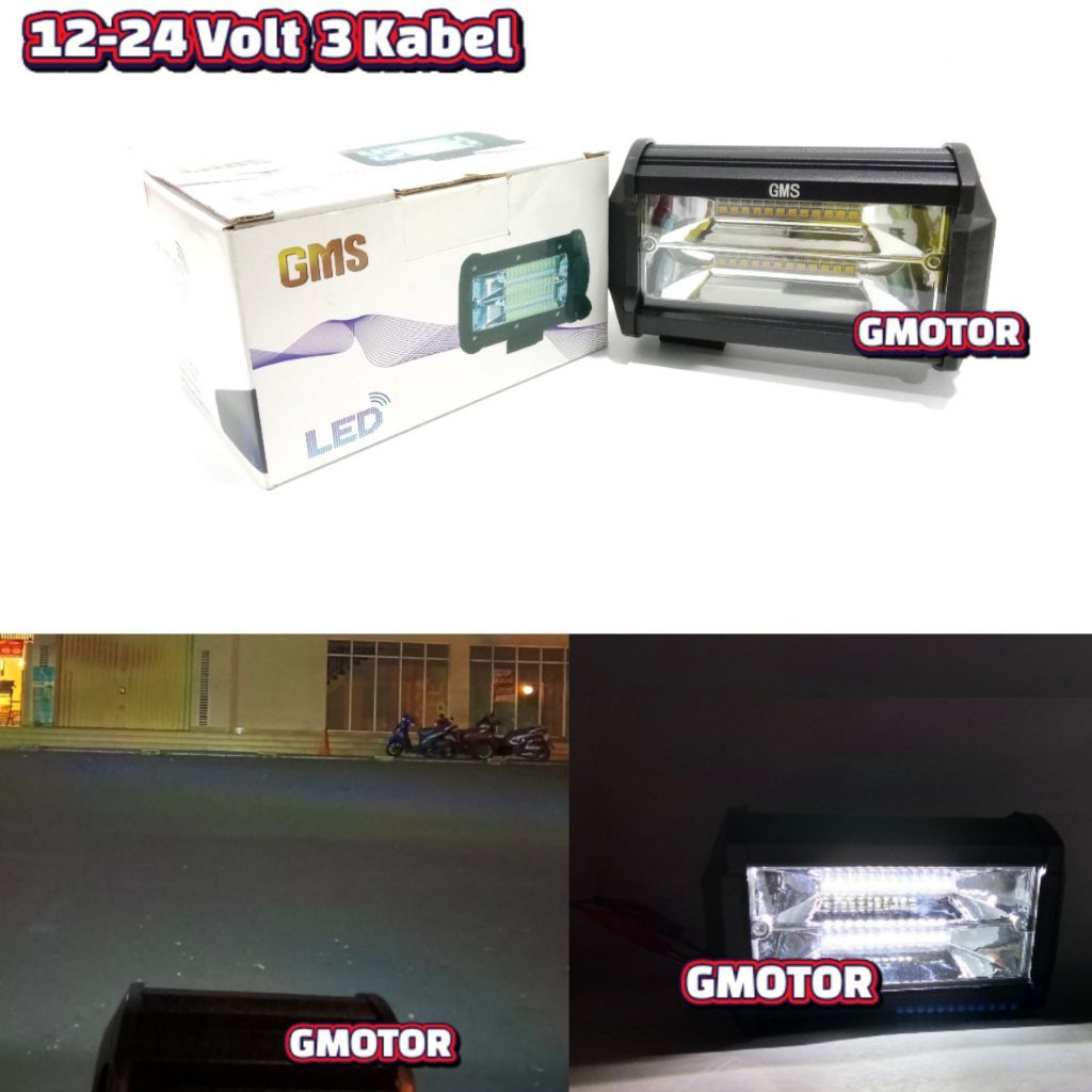 Lampu tembak sorot Led 24 Mata GMS Cahaya Putih Lampu Tembak Sorot Led Motor Mobil