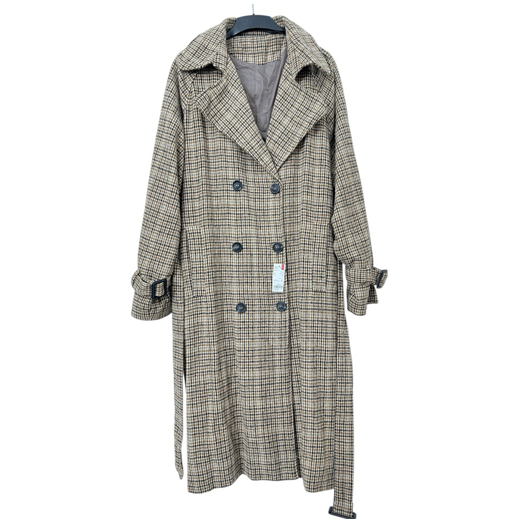 LONG COAT WOLL HOUNDSTOOTH MOCCA