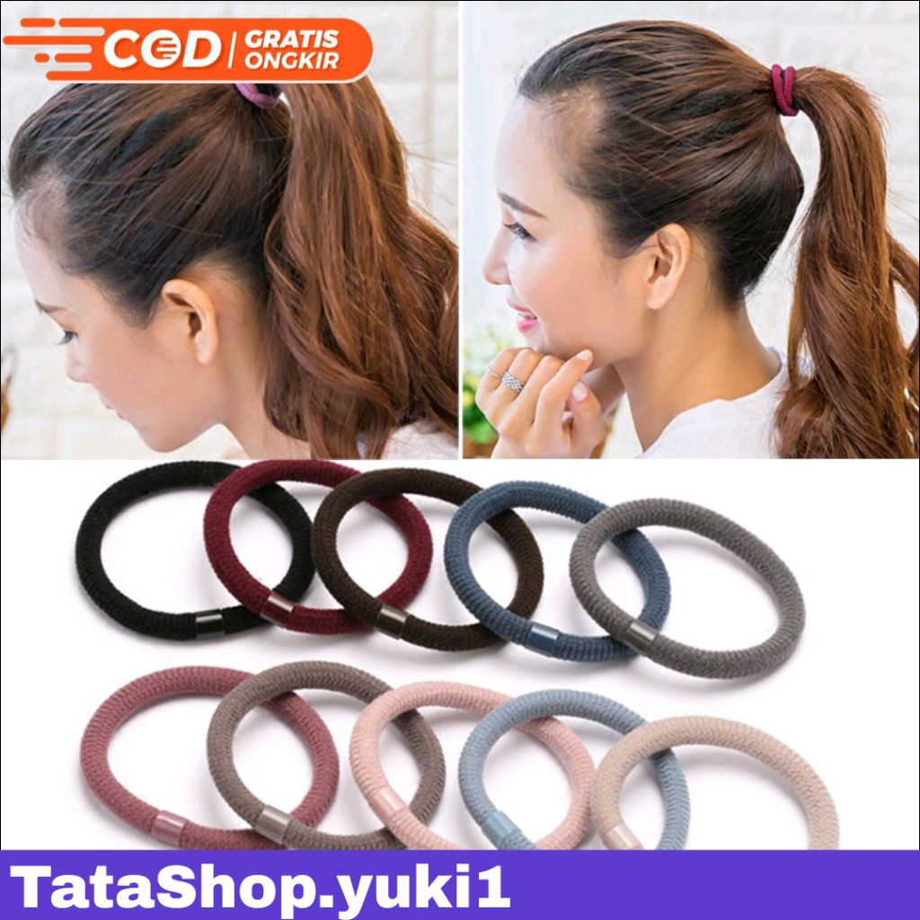 Ikat Rambut Korea Polos Tebal Karet Rambut Kunciran Rambut Hair Ring Ikat Rambut Polos Tebal Import 