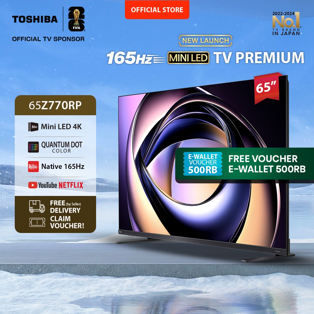 [4K Mini LED 165Hz QLED AI TV] Toshiba TV 65" UHD Smart TV - Dolby Vision IQ + Gaming Atmos Regza ZR