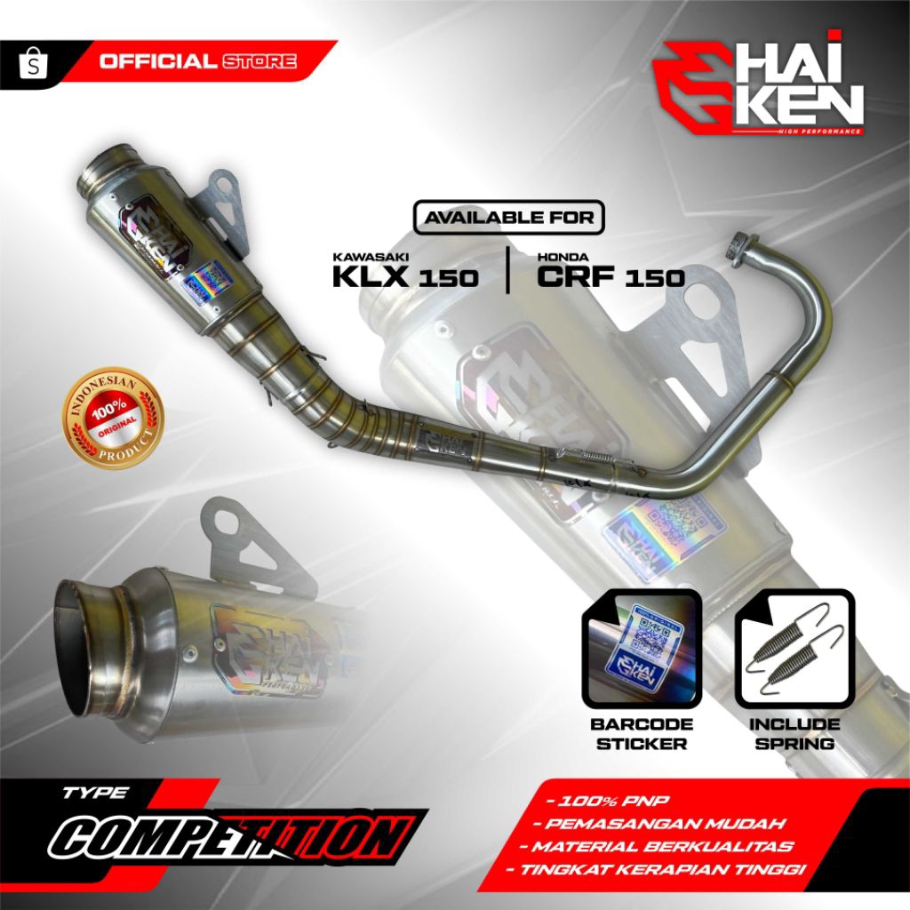 KNALPOT CRF/KNALPOT KLX MODEL KOLONG SILINCER TYPE COMPETITION, ORIGINAL HAIKEN MUFFLER FOR KLX, CRF