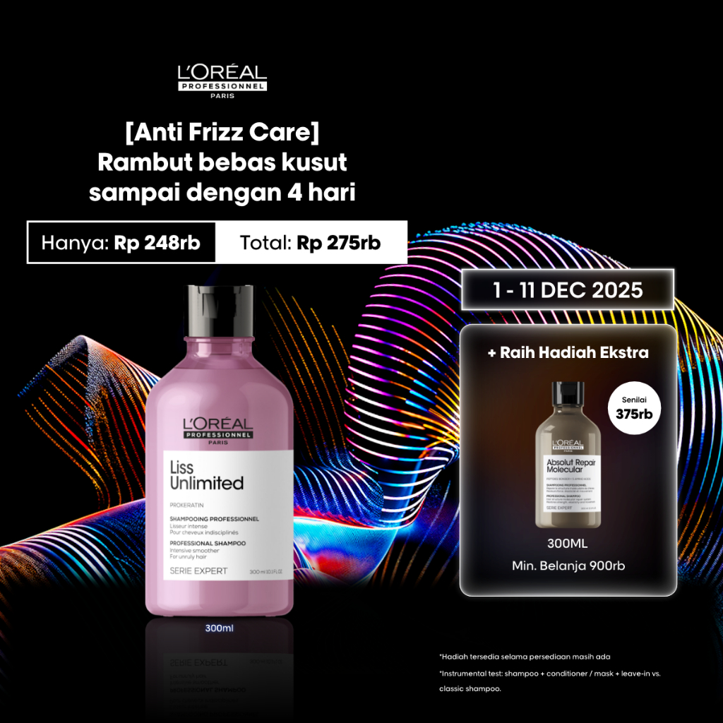 Serie Expert Liss Unlimited Shampoo 300 ml Untuk Rambut Smoothing by L'Oreal Professionnel