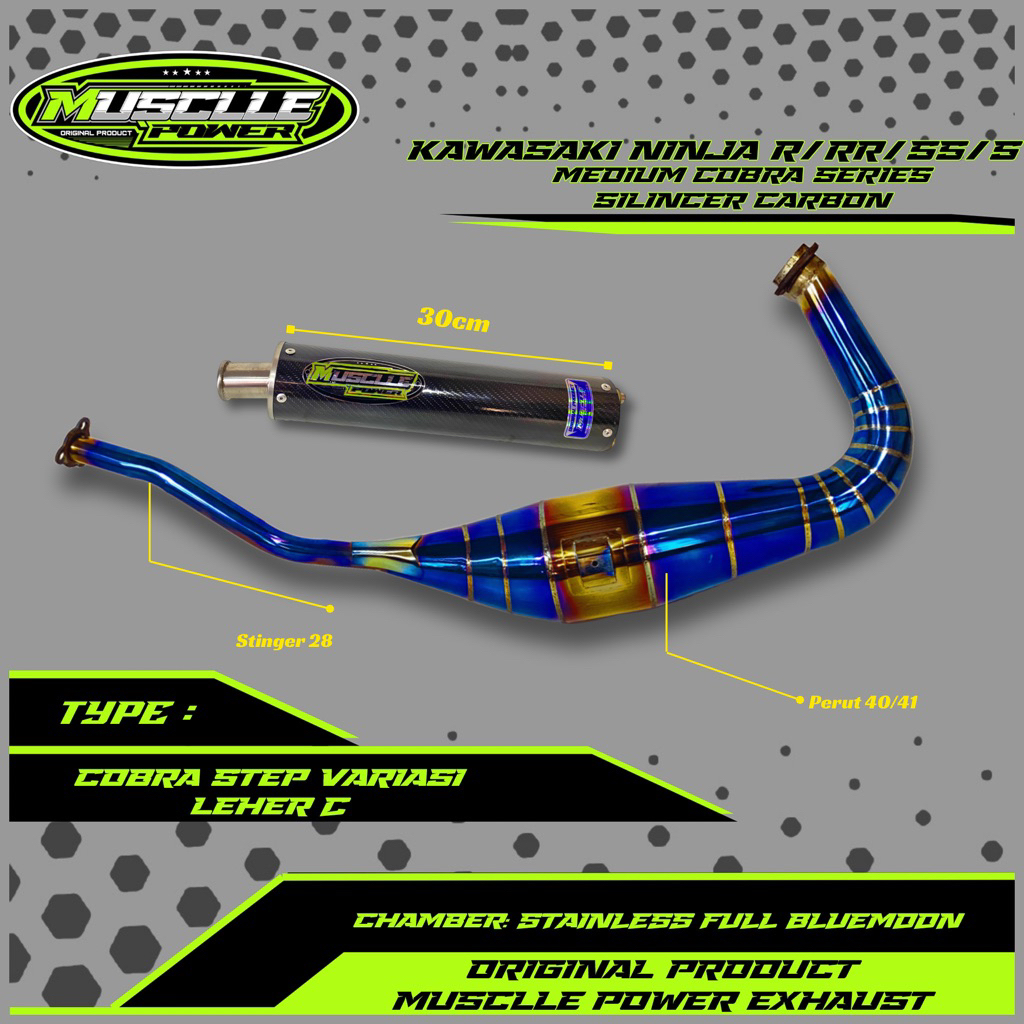 KNALPOT NINJA STANLESS BLUEMOON ORIGINAL MUSCLE POWER EXHAUST KENALPOT KAWASAKI NINJA 2TAK NINJA RR 