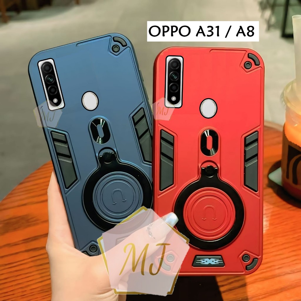 Casing Hp Oppo A31 / Oppo A8 Case Robot Fiber Ring 360 Ring Case Pro Camera Cover Handphone