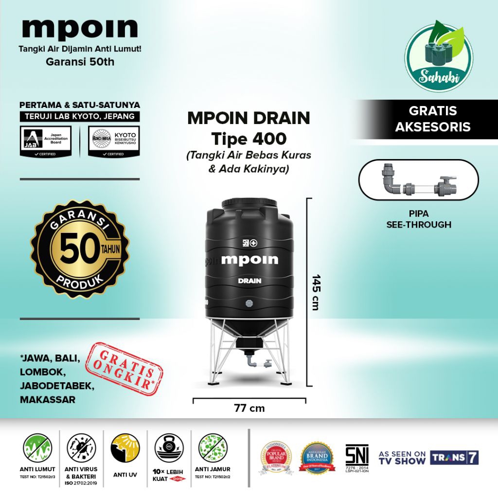 Tandon Air / Tangki Air / Toren Air MPOIN DRAIN 400 Liter