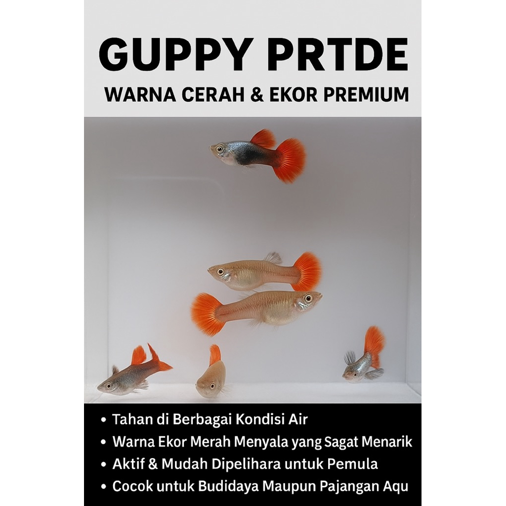 Guppy PRTDE Pair – Jantan Betina Siap Kawin, Warna Stabil