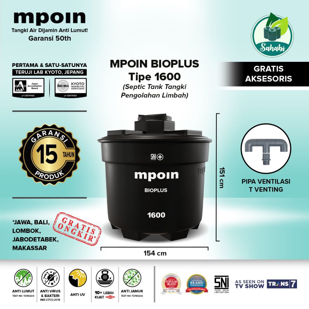 Tandon Air - MPOIN BIOPLUS 1600L SEPTIC TANK