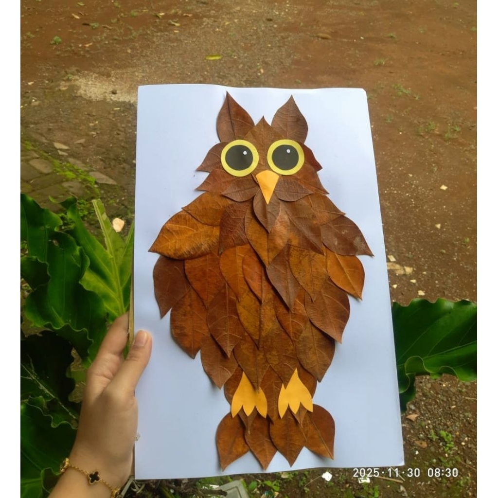kolase daun murah meriah bentuk hewan burung hantu aesthetic bisa COD