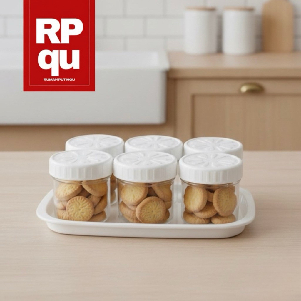 Toples Plastik Warna Putih isi 6 Free Nampan - RumahPutihQu