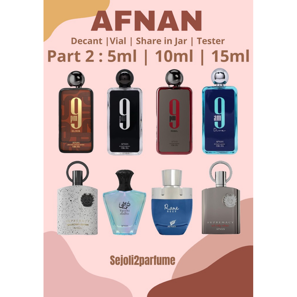 Decant | Vial | Tester Afnan Series | Afnan 9PM Elixir | Afnan 9PM Black | Afnan 9PM Rebel | Afnan 9