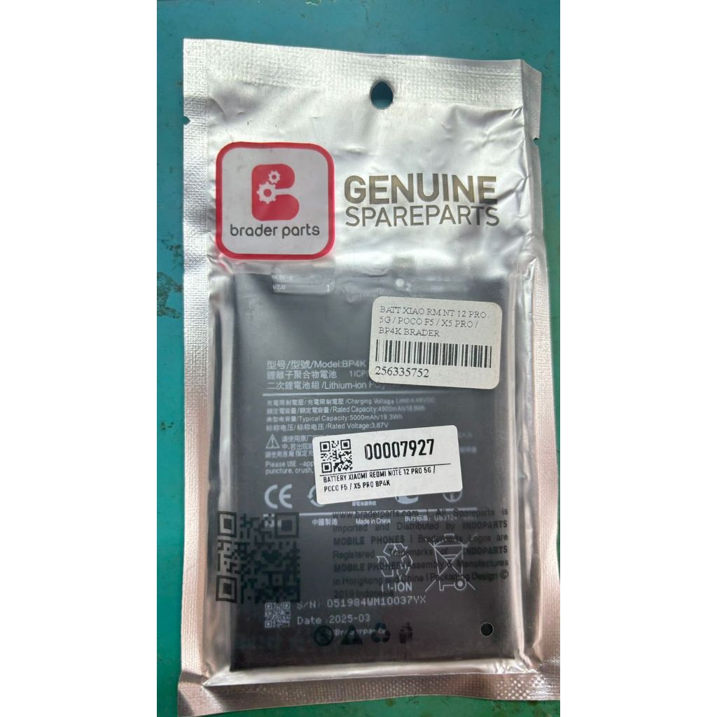Braderparts Baterai Battery Batre BP4K Xiomi Redmi Note 12 Pro 5G/ X5 PRO/ POCO F5