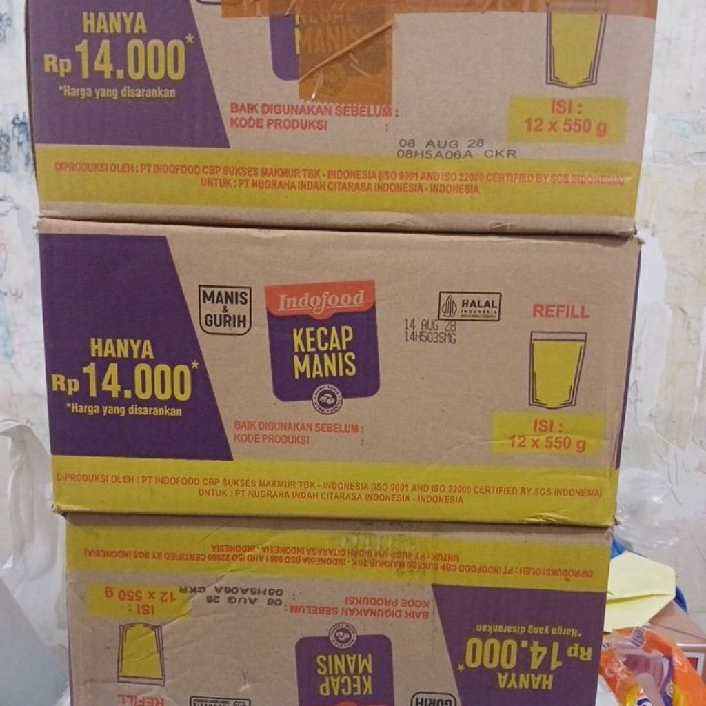 kecap manis indofood 550gr 1 dus isi 12pouch