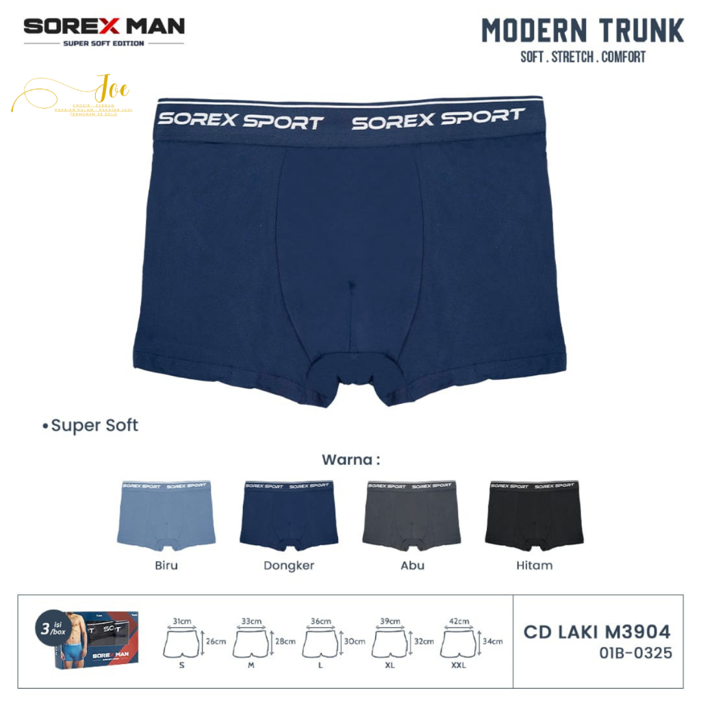 ISI 3 / CD SOREX Laki 3904 Model BOXER / Pakaian Dalam Pria - joe