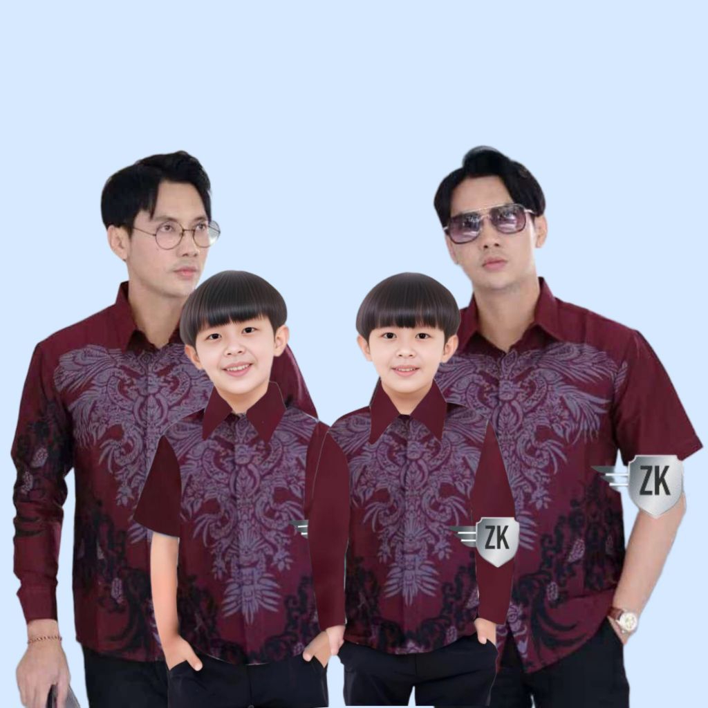 Couple Batik Ayah  Dan Anak Laki Laki - Kemeja Batik Ayah Dan Anak Lengan Pendek - Couple Ayah
