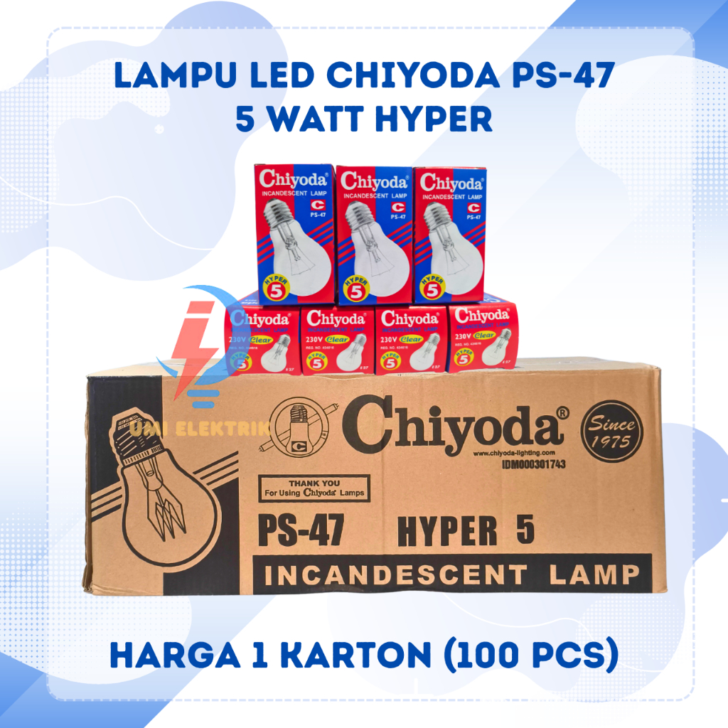 1 DUS (100 Biji) DOP Kuning CHIYODA Lampu Pijar Chiyoda 5 Watt Hyper PS-47