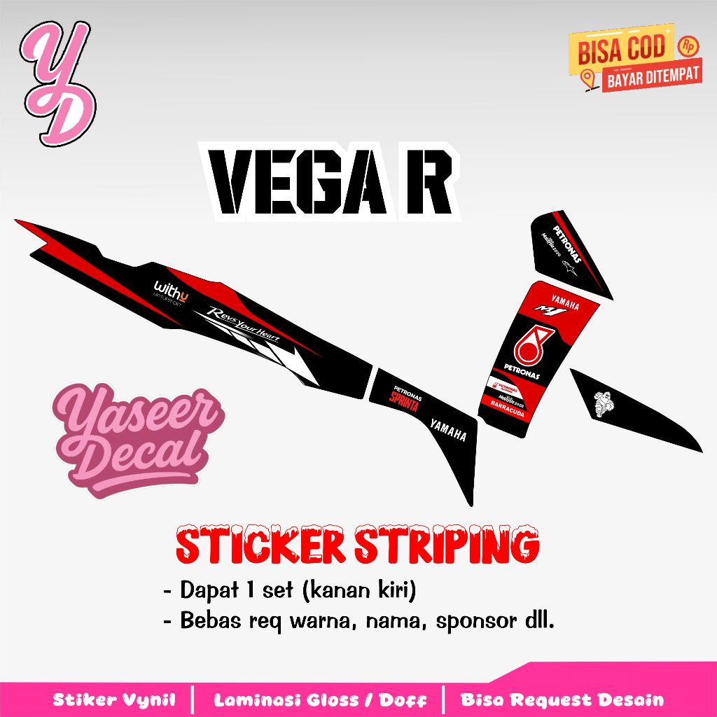 Striping Vega R New - Stiker Sticker Striping Variasi Lis Yamaha Vega R New - Striping Hologram Vega