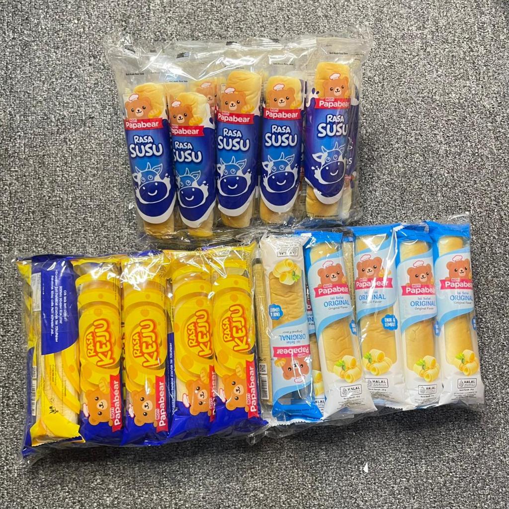 PapaBear Roti Lembut Rasa Susu Keju Original 1pack Isi 10pcs 200gr