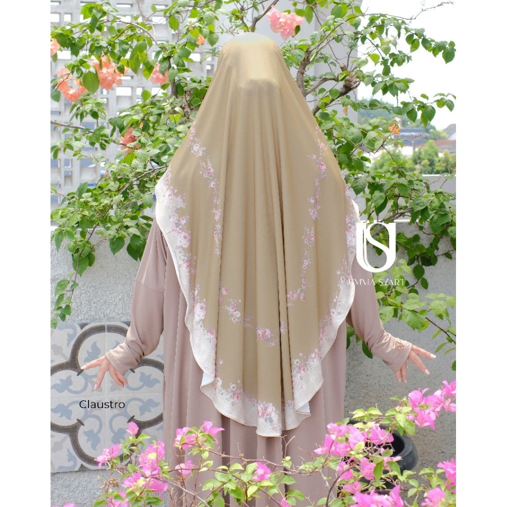 UMMA SYAR'I bergo Syeza khimar printing Logo signature Pad antem jersey premium ringan adem