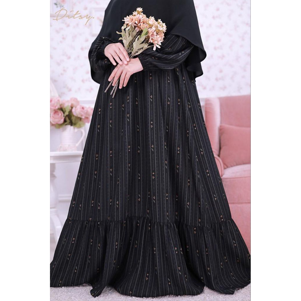 Ditsy Desember 2025 Sybella Cocoa | Amarilly Pitchblack Nightgown Gamis