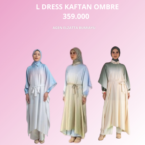 Dauky L Dress Kaftan Ombre Dress Kaftan Wanita Bahan Silky Lengan Batwing Elegan Nyaman Dipakai