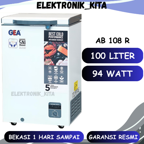GEA CHEST FREEZER 100 LITER AB 108 R AB108R AB -108R FREEZER BOX GARANSI RESMI BEKASI