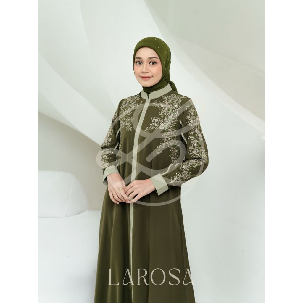 Juleashop Set Gamis Larosa Bordir Set Hijab / Dress + Hijab Larosa / Gamis Abaya Bordir By Larosa