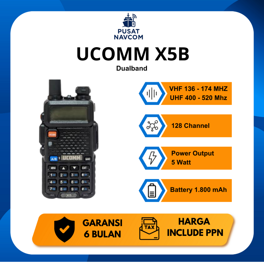 UCOMM X5B X5 B HT Dual Band VHF UHF Original Garansi Resmi 6 Bulan