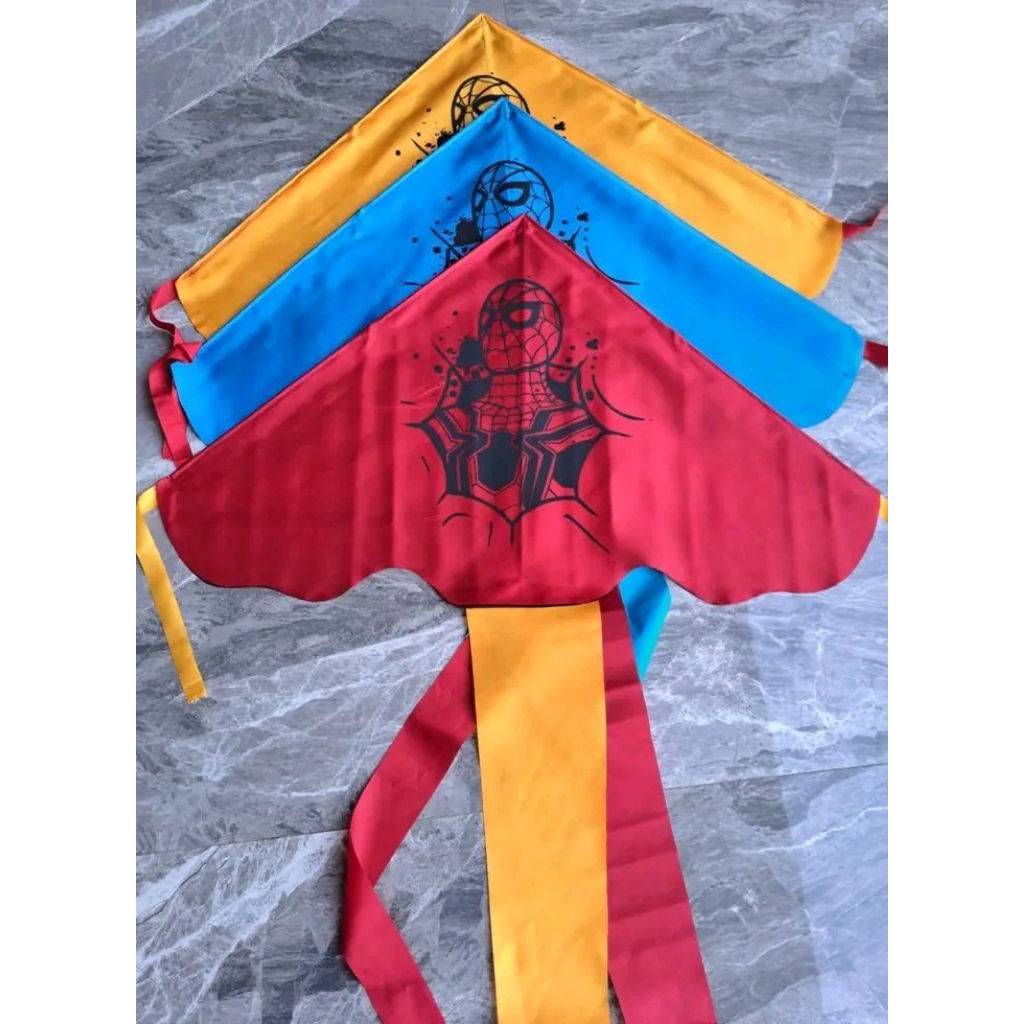 REAL PICT Mainan Layang Layang / Layangan Gambar Superhero / Layang Layang Spiderman / Layangan Supe