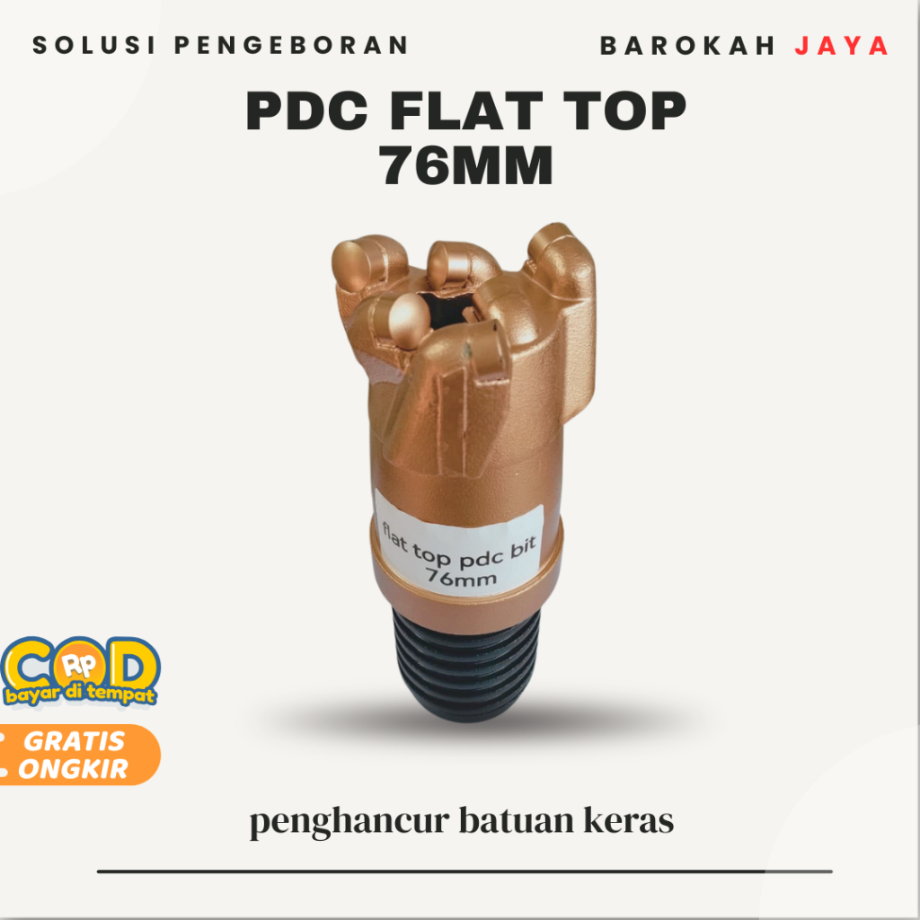 Mata Bor PDC Flat Top 2.9inch (76mm) untuk Pengeboran Menembus Batuan Keras