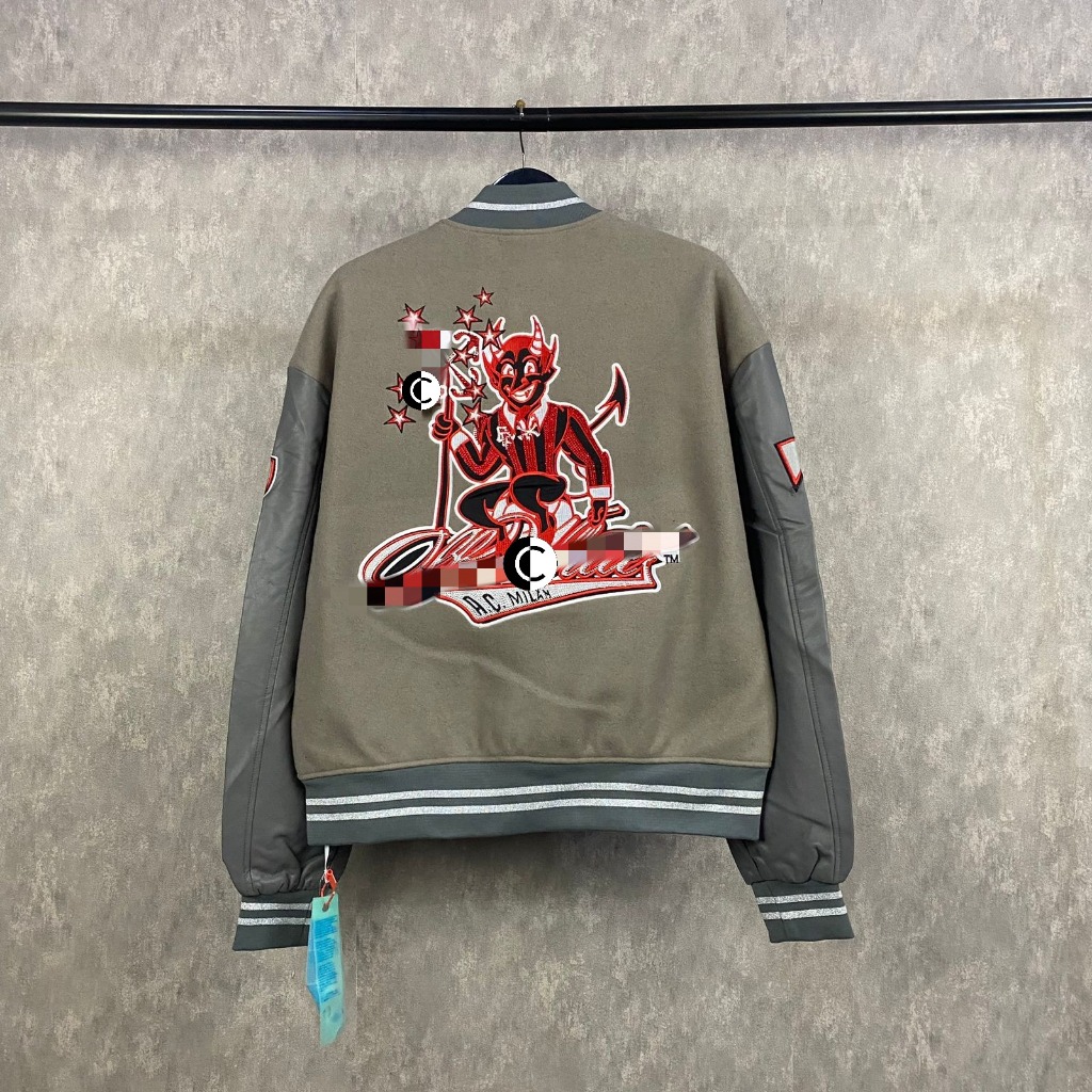 Best Seller  Jacket O`-222 X AC Milan Logo Black Unisex Varsity Pria Wanita Jaket Bomber Pria Wanita