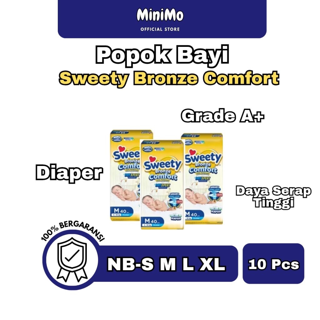 Popok Bayi Celana Sweety Isi 10 Pcs | NB-S/M/L/XL/XXL Original Repack Termurah