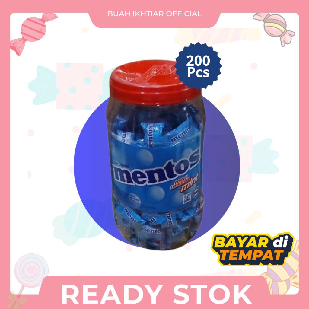 Permen Mentos Toples Isi 200 Pcs Mix Rasa Buah - Mentos Candy Toplesan Roll (Grosir Termurah)