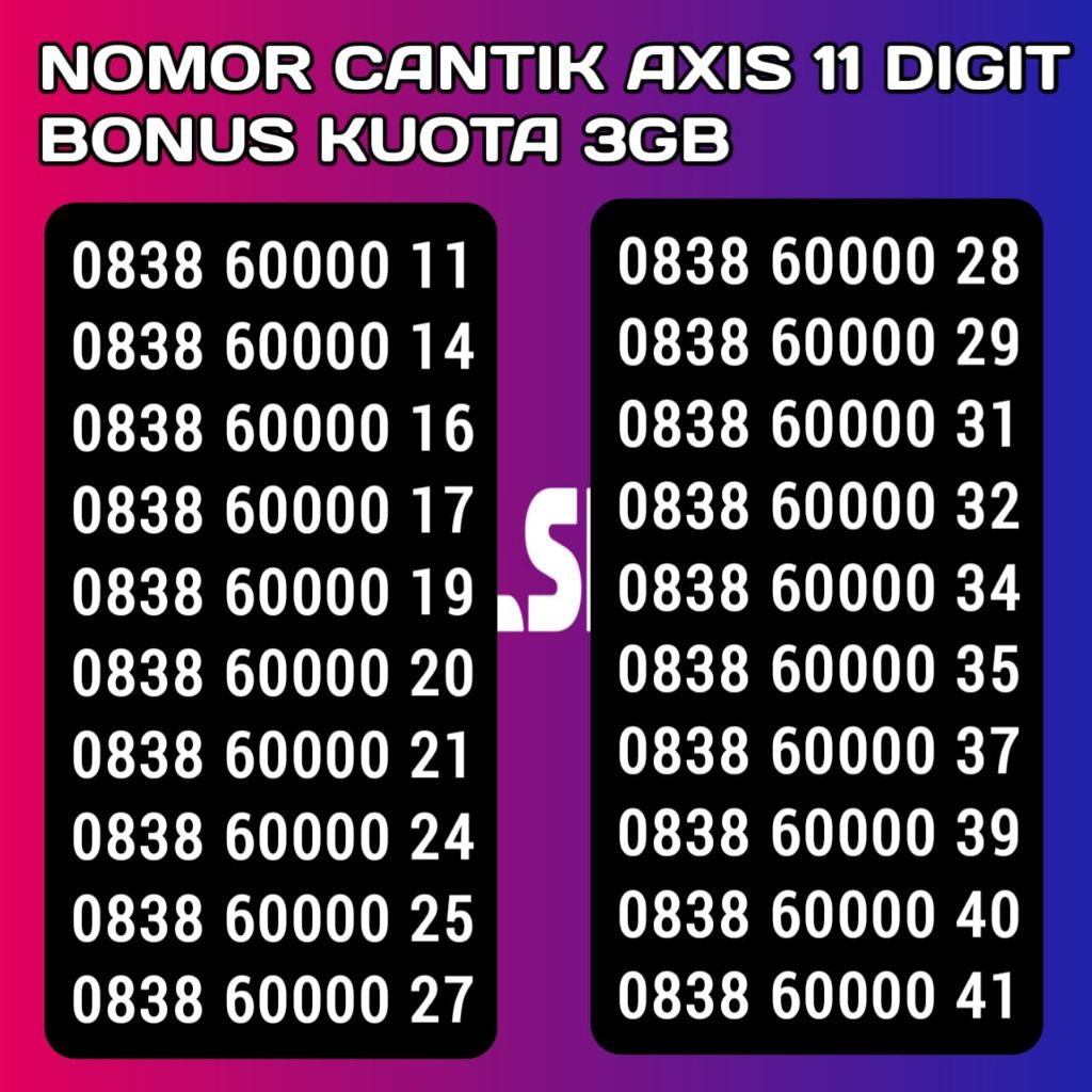 KARTU PERDANA NOMOR CANTIK AXIS 11 DIGIT