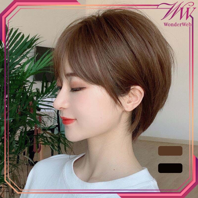 Wig Rambut Pendek Cewek Korean Wik Rambut Wanita Pendek Universal Wig Rambut Pendek Full Kepala Wig 