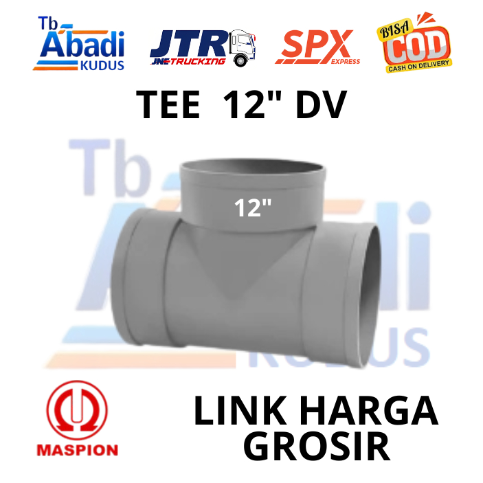 Grosir - TEE TE T - 12" inch MASPION DV Fitting Sambungan Pralon Pipa Pvc