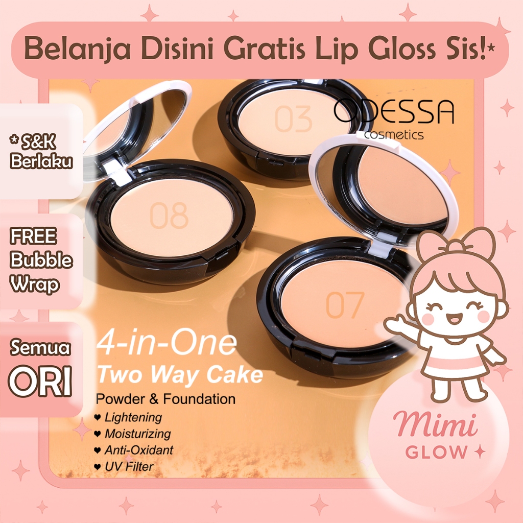 ODESSA[Lightening] Two Way Cake 4in1 WHTE TWC Cerah Mencerahkan Bedak Padat Foundation *MIMIGLOW*