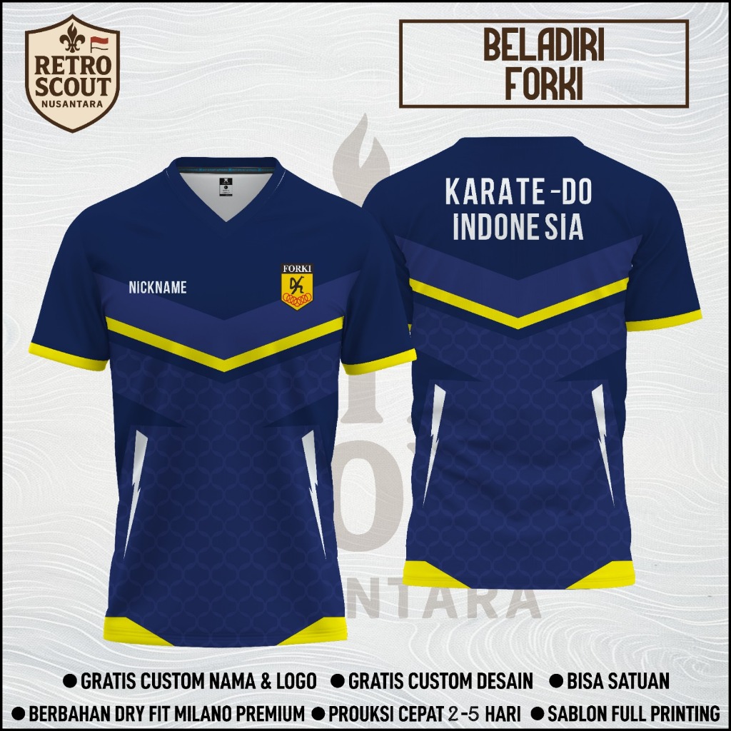 Baju lapangan KARATE Full printing motif KARATE DO INDONESIA free custom nama, logo, dan design