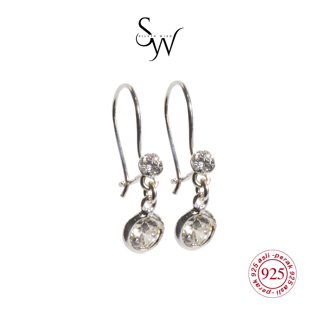 Silver Wish Earrings Sterling Silver 925 - Anting Wanita Perak S925 Z85 Mata Gantung Panjang