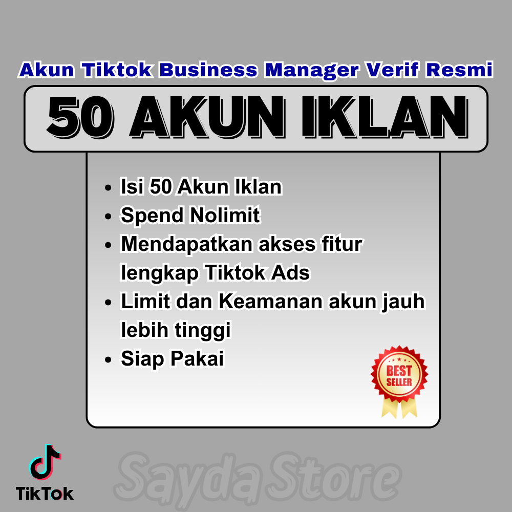 Jual Akun Tiktok Ads Verified Resmi BC 50 Akun Iklan