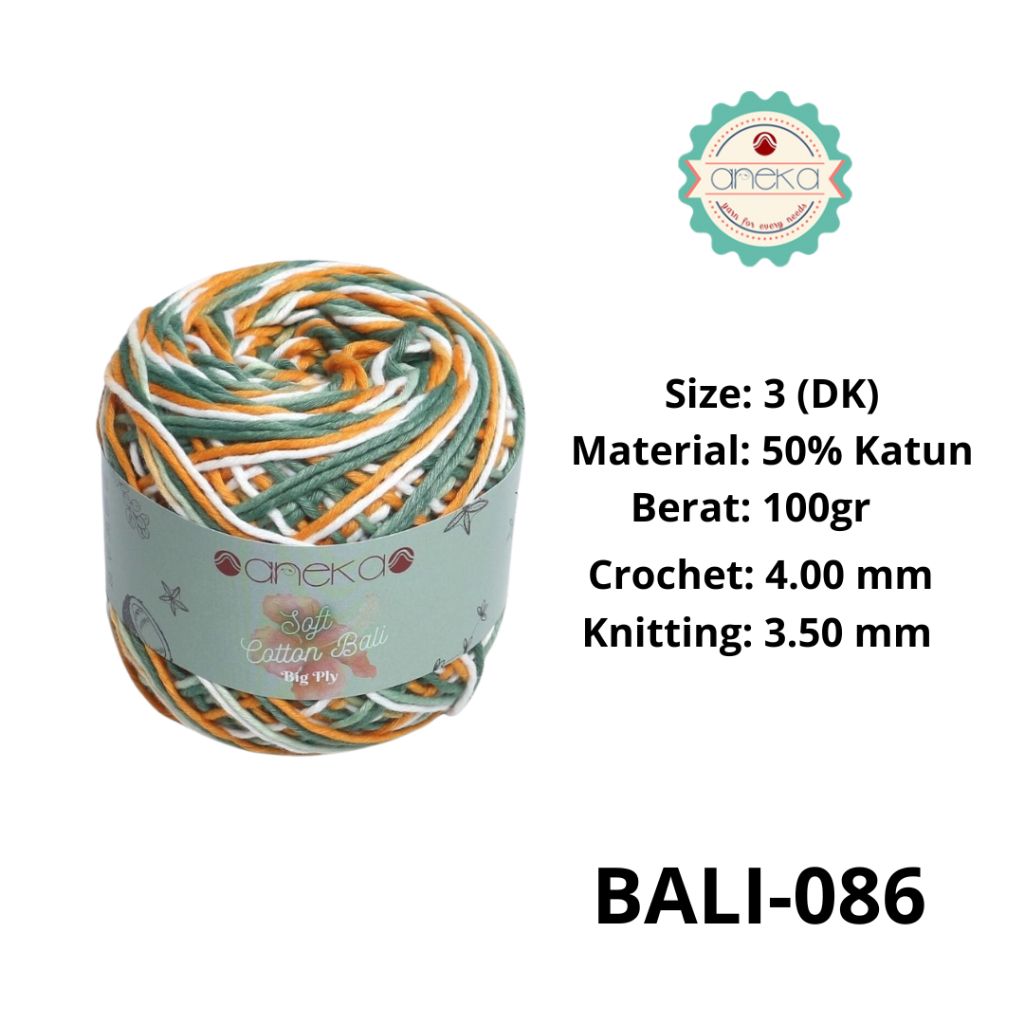 ANEKA - Benang Rajut Katun Bali ANEKA / Soft Cotton Big Ply made by ANEKABENANG - 086