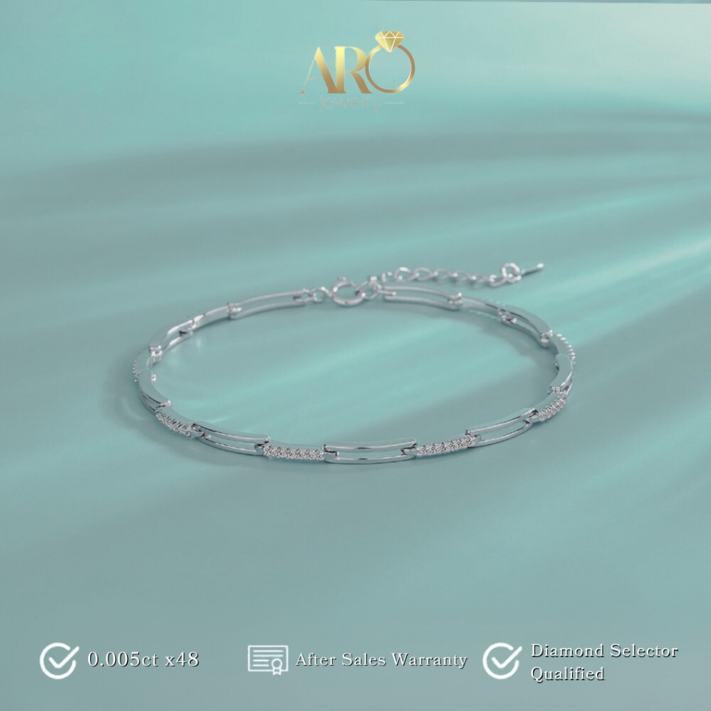 ARO JEWEL - Quinza Silver/Rose Gold Moissanite Bracelet Jewellery //After Sales Waranty