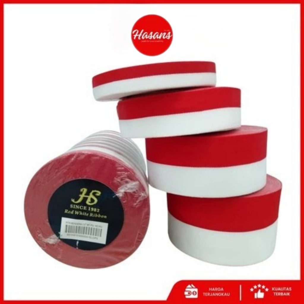 Pita kain merah putih import | Bahan semi satin | Pita bendera merah putih | Pita kain | Pita satin