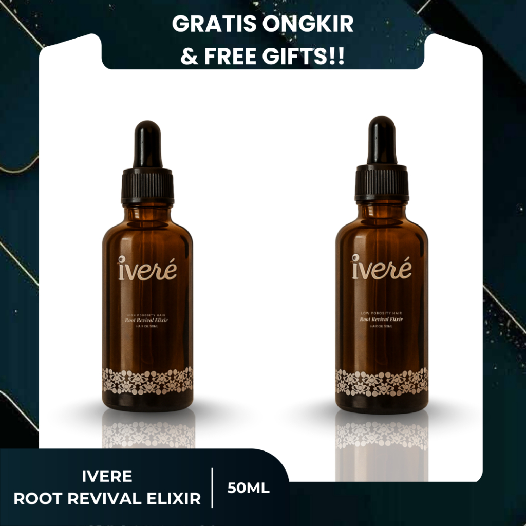 ROSEMARY OIL IVERE ROOT REVIVAL ELIXIR (FREE GIFT) Hair Oil Untuk Rambut Rontok, Tipis & Ketombe 50 
