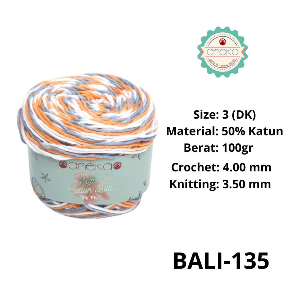 ANEKA - Benang Rajut Katun Bali ANEKA / Soft Cotton Big Ply made by ANEKABENANG - 135
