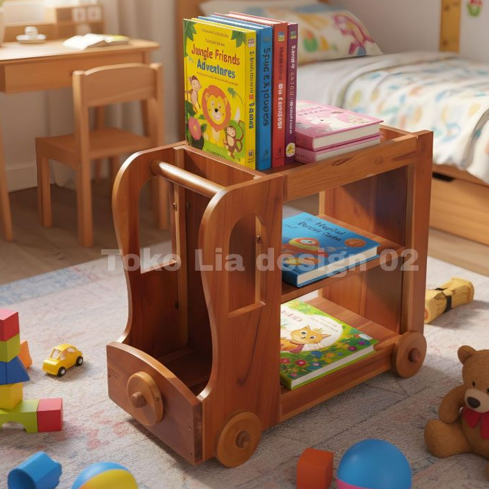 RAK PENYIMPANAN BUS KREATIF-KAYU JATI PUTIH RAK MAINAN ANAK ATAU RAK BUKU RAK LEMARI MOBIL MOBILAN