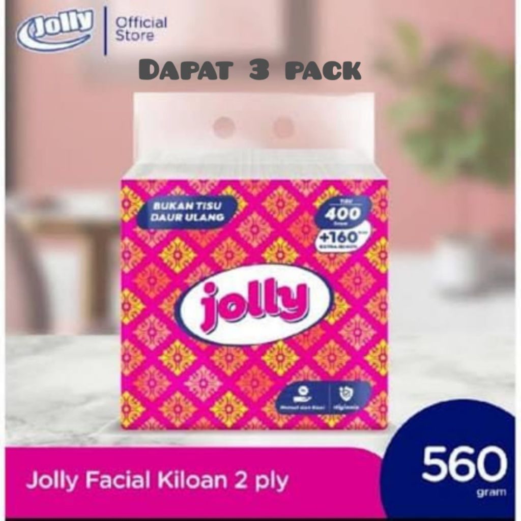 Jolly Facial Foam tissue 560 sheet Dapat 3 PACK