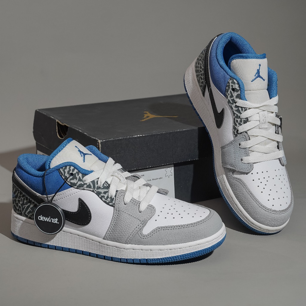 Air Jordan 1 Low SE True Blue Elephant GS