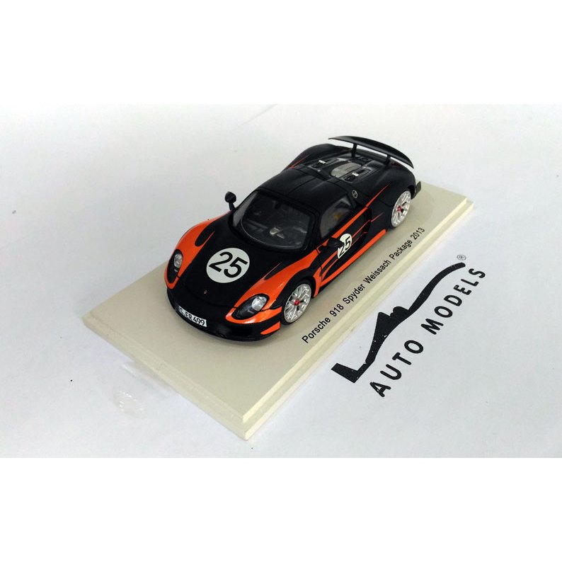 Spark Model Porsche 918 N.25 Spider Weissach Package 2013 Matte Black Orange