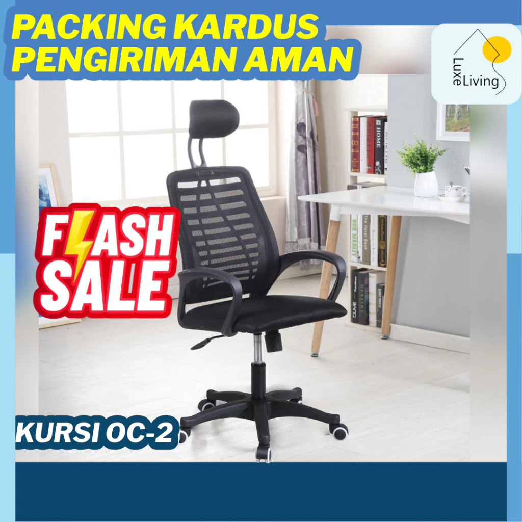 LLS Kursi Kantor Kerja Belajar Ergonomis Angkat Putar Mesh Hidrolik Staff Boss Kursi Jaring OC3 Luxe